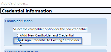 Assign to Existing Cardholder
